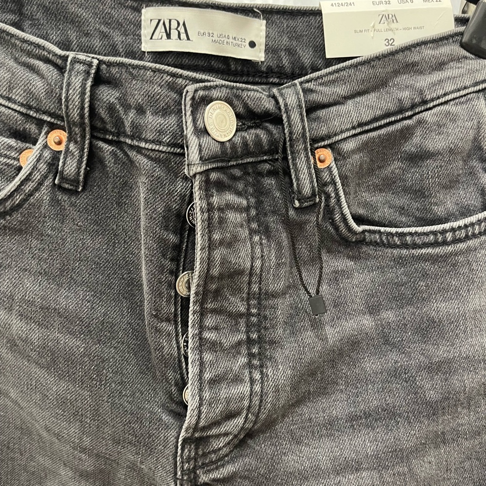 Zara midweek grey, slim full length jeans size 0